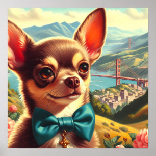 Póster Pintura de Chihuahua vintage