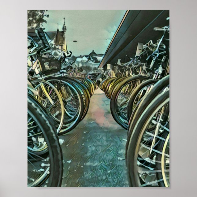 Póster Pintura de ciclismo de época (Frente)