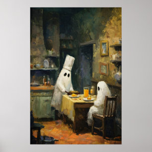 Póster Pintura de cita de cocina fantasma, Halloween impr