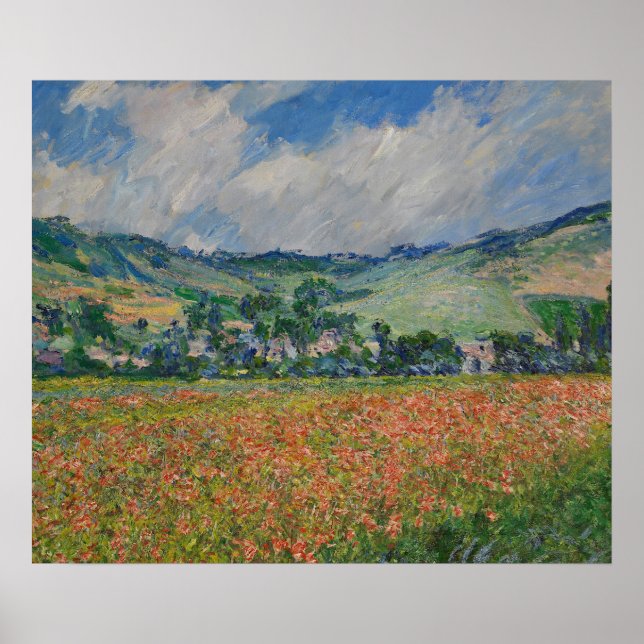 Póster Pintura de Claude Monet, campo de adormidera en Gi (Frente)