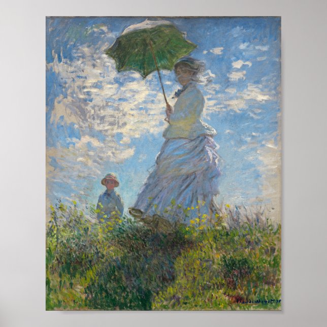 Póster Pintura de Claude Monet de Lady con Parasol (Frente)