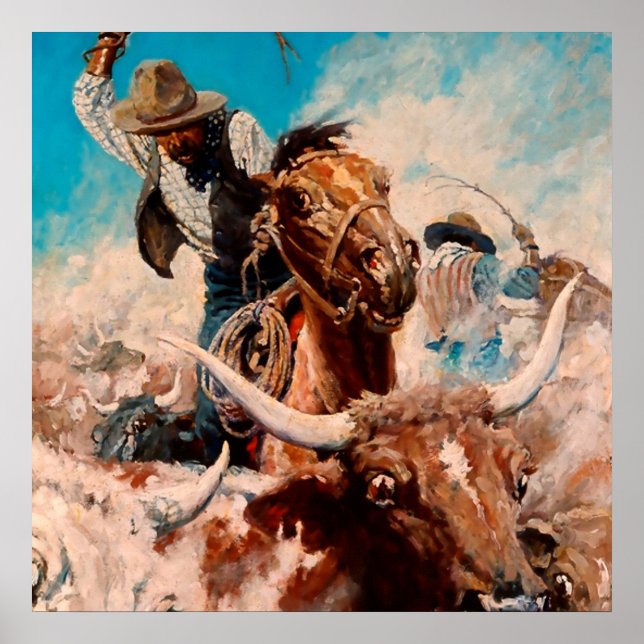Póster Pintura de CN Wyeth "Cortando" (Frente)