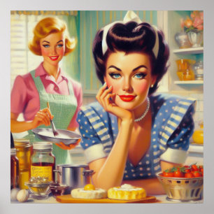 Póster Pintura de cocina retro