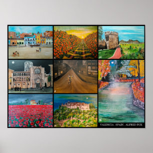 Póster Pintura de Collage de Valencia España por Alfred F