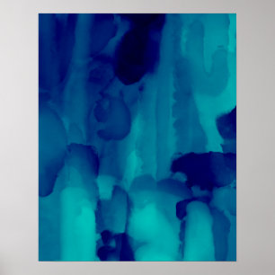 Póster Pintura de color de agua azul de neón abstracto