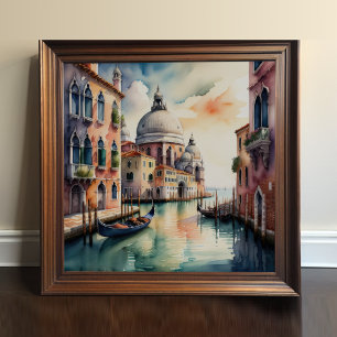 Póster Pintura de color de agua de la ciudad de Venecia E