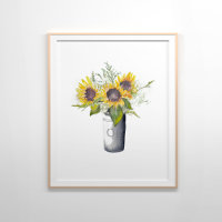 Pintura de color de agua de los girasoles de vida