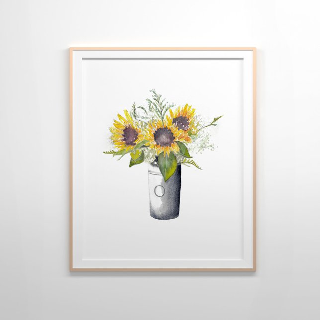 Póster Pintura de color de agua de los girasoles de vida  (Subido por el creador)