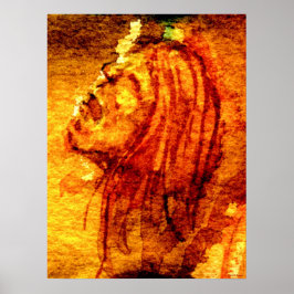 Póster Pintura de color de agua de tristeza naranja