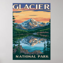 Póster Pintura de color de agua del Parque Nacional Glaci