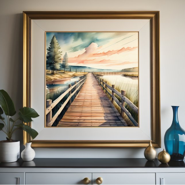 Póster Pintura de color de agua del paseo marítimo (Subido por el creador)