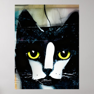 Póster Pintura de color de gato negro