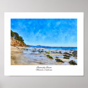 Póster Pintura de color de la playa de mariposa de Santa