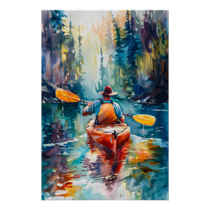 Póster Pintura de color kayak