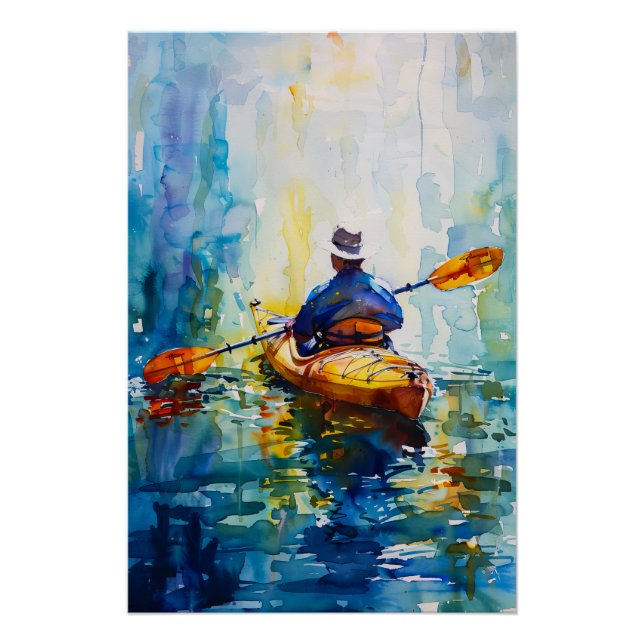 Póster Pintura de color kayak (Anverso)