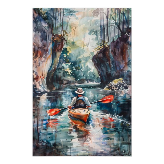 Póster Pintura de color kayak (Anverso)
