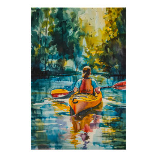 Póster Pintura de color kayak