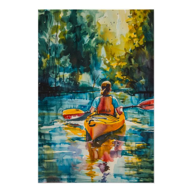 Póster Pintura de color kayak (Anverso)