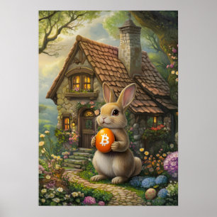 Póster Pintura de conejo de Crypto Rabbit Hole Easter Bun