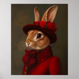 Póster Pintura de conejo real, animal vestido con traje r