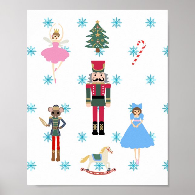 Póster Pintura de copo de nieve del Ilustracion de ballet (Frente)