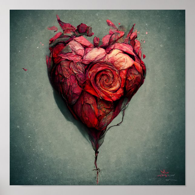 Póster Pintura de corazón Rosa (Frente)
