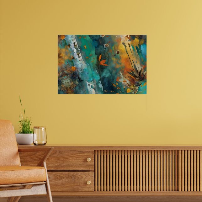 Póster Pintura de cosecha de otoño Verde azulada Rust Gol (Salón 2)