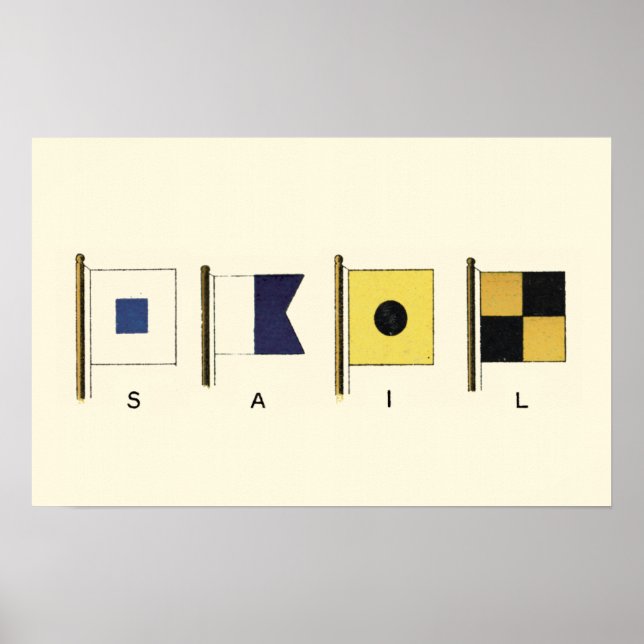 Póster Pintura de cuatro banderas con vela escrita debajo (Frente)