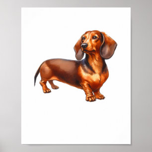 Póster Pintura de Dachshund - Paintin acuarela de perro d