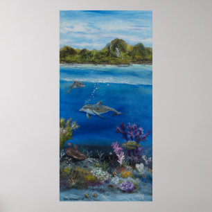 Póster Pintura de delfín sobre