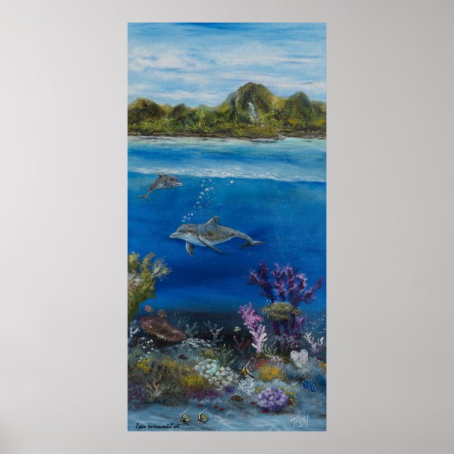 Póster Pintura de delfín sobre (Frente)