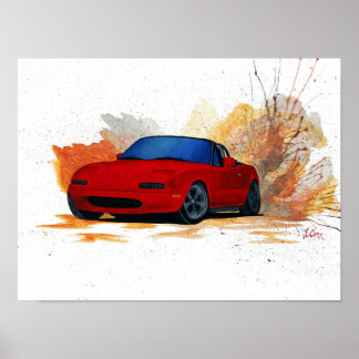 Póster Pintura de deriva de Mazda Miata