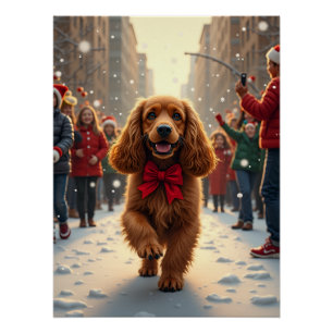 Póster Pintura de desfile de Navidad del Cocker Spaniel