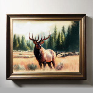 Póster Pintura de dibujo de un cerdo duro