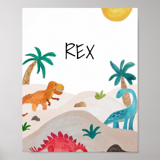 Póster Pintura de Dinos Personalizados (Frente)