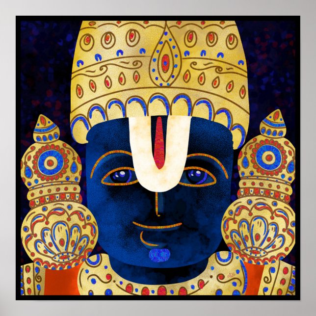 Póster Pintura de Dios hindú peruano de Lord Vishnu Tirup (Frente)