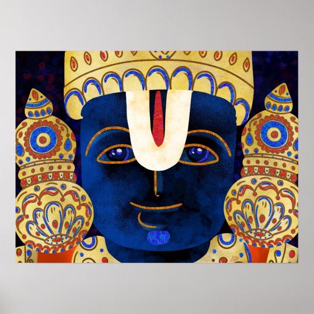 Póster Pintura de Dios hindú peruano de Lord Vishnu Tirup (Frente)