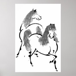 Póster Pintura de dos caballos