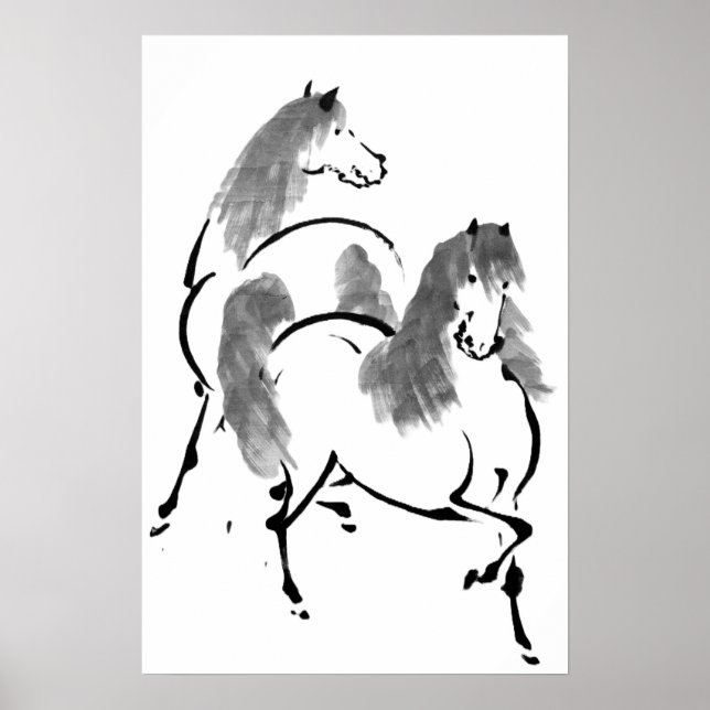 Póster Pintura de dos caballos (Frente)