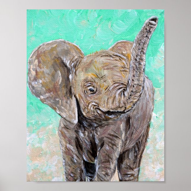 Póster Pintura de elefante bebé (Frente)