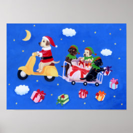 Póster Pintura de entrega de navidades Labrador