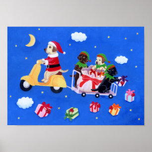 Póster Pintura de entrega de navidades Labrador