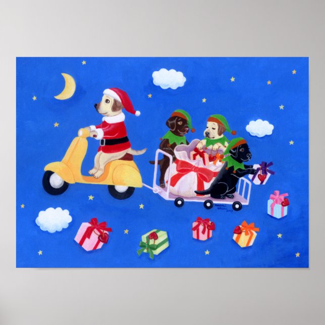 Póster Pintura de entrega de navidades Labrador (Frente)