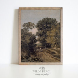 Póster Pintura de época de paisajes de madera