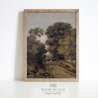 Póster Pintura de época de paisajes de madera