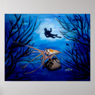 Póster Pintura de escena de la vida marina submarina