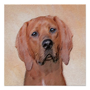 Póster Pintura de esquinas rojas - Arte de perros origina