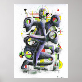 Póster Pintura de estatuas de geometría