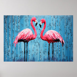 Póster Pintura de estilo Art Decó de los animales Flaming