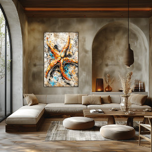 Póster Pintura de Estrella de Mar Abstracta Expresionista
